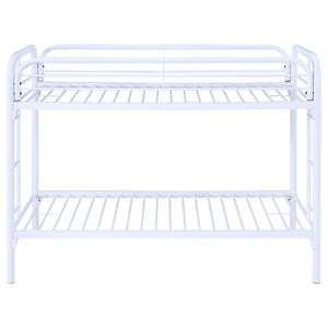 English Elm Celeste Modern White Metal Twin Over Twin Bunk Bed With Safe Rung Ladder & Space-Saving Design B062P340729