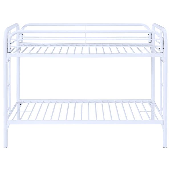 English Elm Celeste Modern White Metal Twin Over Twin Bunk Bed With Safe Rung Ladder & Space-Saving Design B062P340729