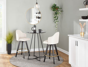 English Elm Fixed-height Swivel Counter Stools with Faux Leather Seats and Chrome Footrest Set of 2 Cream B202S02147