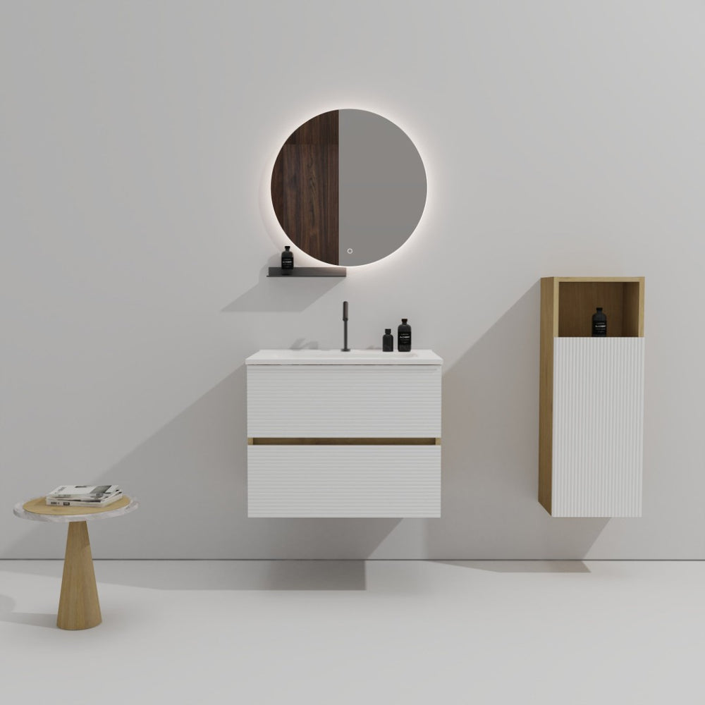 English Elm Gloria Floating Bathroom Vanity Two Tone Oak Ceramic Sink Wall Mount Modern Bath W1865P252913