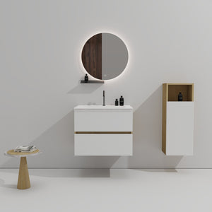 English Elm Gloria Floating Bathroom Vanity Two Tone Oak Ceramic Sink Wall Mount Modern Bath W1865P252913
