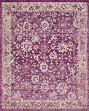 Unique Loom Penrose Krystle Machine Made Floral Rug Purple, Ivory/Pink 8' 0" x 10' 0"
