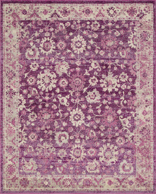 Unique Loom Penrose Krystle Machine Made Floral Rug Purple, Ivory/Pink 8' 0" x 10' 0"
