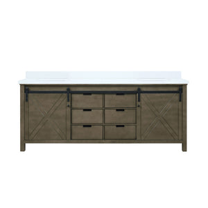 English Elm Rustic Brown Double Vanity 80" W X 22" D With White Quartz Top – Stylish Storage For Master Bathrooms B2731P260073-GIGA