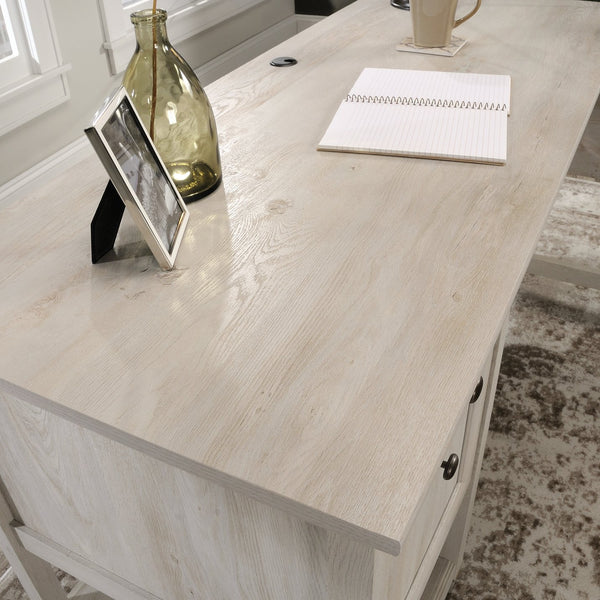 English Elm L-Shaped Desk In Gray Finish - Modern Space-Saving Workstation With Storage & Cable Management B356P402636