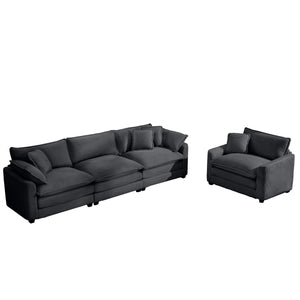 English Elm Mid-Century Modern 2-Piece Sectional Set In Grey Corduroy With Memory Foam For Ultimate Comfort W714S00836