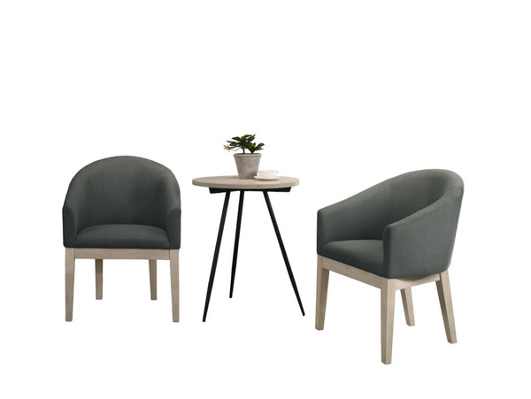 English Elm Orsola Barrel Tub Chair and Table Set Gray Upholstered Contemporary Sitting Group B2749S00003
