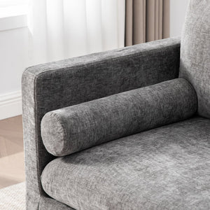 English Elm 82.68" Wide Chenille Two Seat Sofa Solid Wood Frame with Lumbar Pillows Living Room Gray W3189S00025