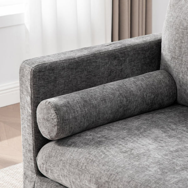 English Elm 82.68" Wide Chenille Two Seat Sofa Solid Wood Frame with Lumbar Pillows Living Room Gray W3189S00025