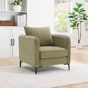 OSP Home Furnishings Newhaven Contemporary Accent Chair with Black Metal Legs for Modern Living Rooms Sea NWN-S126