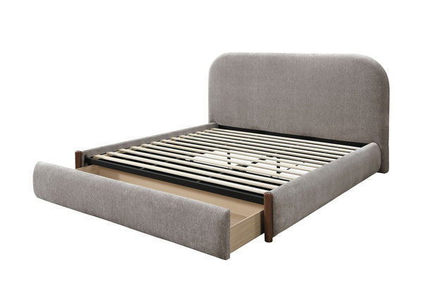 English Elm Orane Gray Fabric Queen Bed With Storage Drawer - Modern Upholstered Design For Stylish Bedrooms B2726S00376