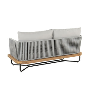 English Elm Christopher Knight Home® - Lucca Hand-Woven Acacia Outdoor Loveseat and Coffee Table Set with Water-Repellent Cushions, Durable Metal Frame Grey,Teak N773P248910G