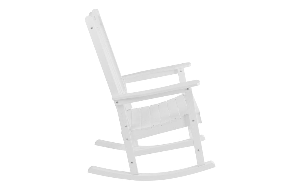 English Elm Rocking all-weather outdoor lounge chair in wood-look HIPS with 304 stainless accents, durable comfort White W2085P363911