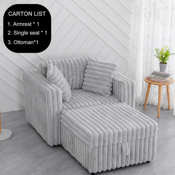 English Elm 44.9"Soft Modular Sofa with Removable Zipper Cushions, Hidden Hydraulic Storage, Easy Cleanability Light Gray W1767S00006