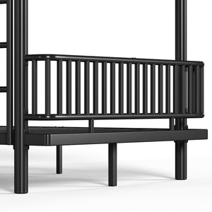 English Elm Queen Over Metal Bunk Bed Convertible Platform Frame with Safety Guardrails Black W5305S00063