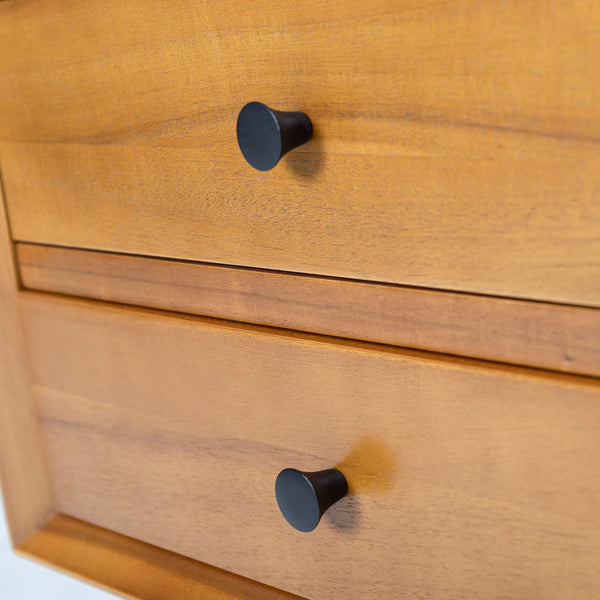 English Elm Christopher Knight Home® - Nightstand with 2 Drawers Mid-Century Acacia Wood, Splayed Legs, Brass Hardware, Easy-Glide Storage Natural 20.5 L x 17.5 W x 14.75 H N761P180219A