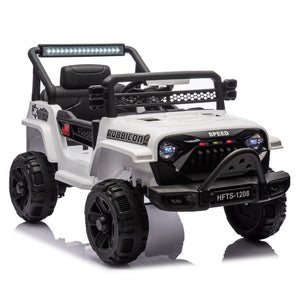 English Elm 12v Kids Electric Ride on Truck with Parental Remote Four Wheel Suspension and Led Lights White W1578P187457