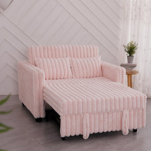 English Elm 3 in 1 Convertible Sleeper Sofa Bed with Plush Fabric, Spring Support, Cozy Skin-Friendly Comfort Light Pink W1767P195963