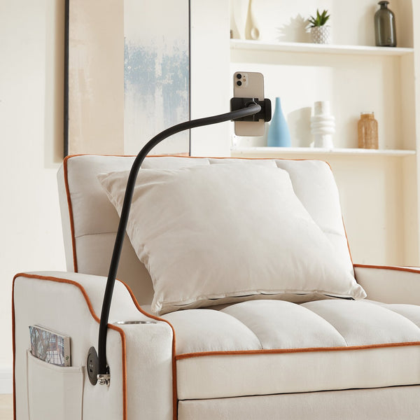 English Elm 3-in-1 Sofa Bed with USB & Cup Holders, Velvet Convertible Sleeper Chair with 3 Angles for Small Spaces Beige W1359P336109