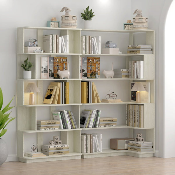 English Elm 90 Cm Modular Corner Bookcase Set Two Units White Oak Finish Home Office Display W2899S00013