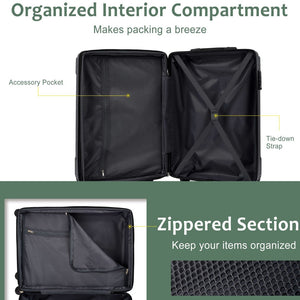 English Elm Luggage Set 3 Piece Abs Hard Shell Expandable Suitcase with Tsa Lock Spinner Wheels N730P296584F