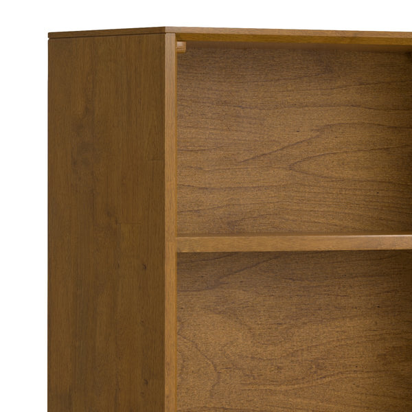 English Elm Banting Mid Century Bookcase – Solid Rubberwood Brown with Metal Base, Adjustable Shelves & Drawers B136P238610