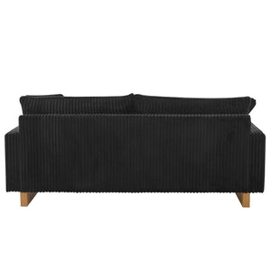English Elm Modern Corduroy Upholstered Loveseat Sofa with Pocket Springs and Four Accent Pillows Black N763S000040B
