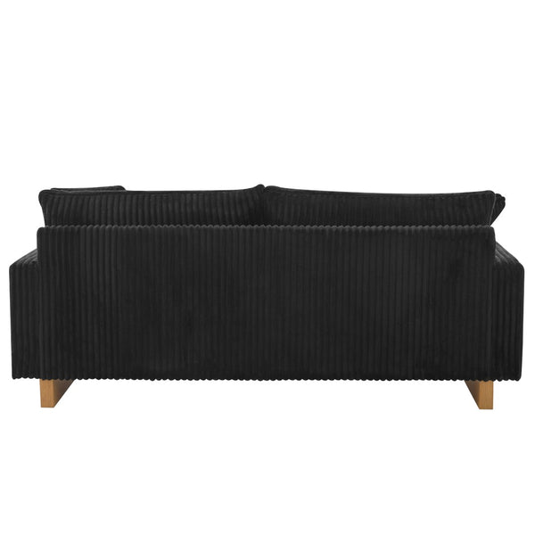 English Elm Modern Corduroy Upholstered Loveseat Sofa with Pocket Springs and Four Accent Pillows Black N763S000040B