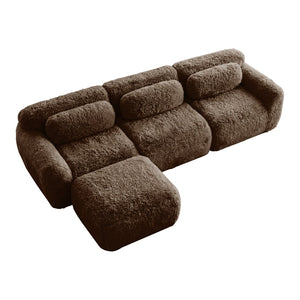English Elm L-shaped Plush Sectional Sofa with Movable Ottoman and High Density Foam Living Room W714S01541