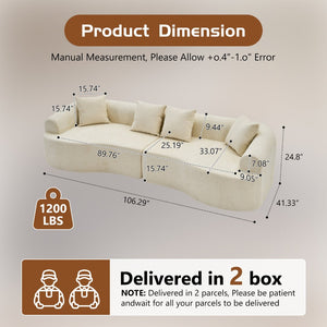 English Elm Curved Chenille Modular Sectional Sofa Boneless High-density Foam for Apartment Living White W3728S00007