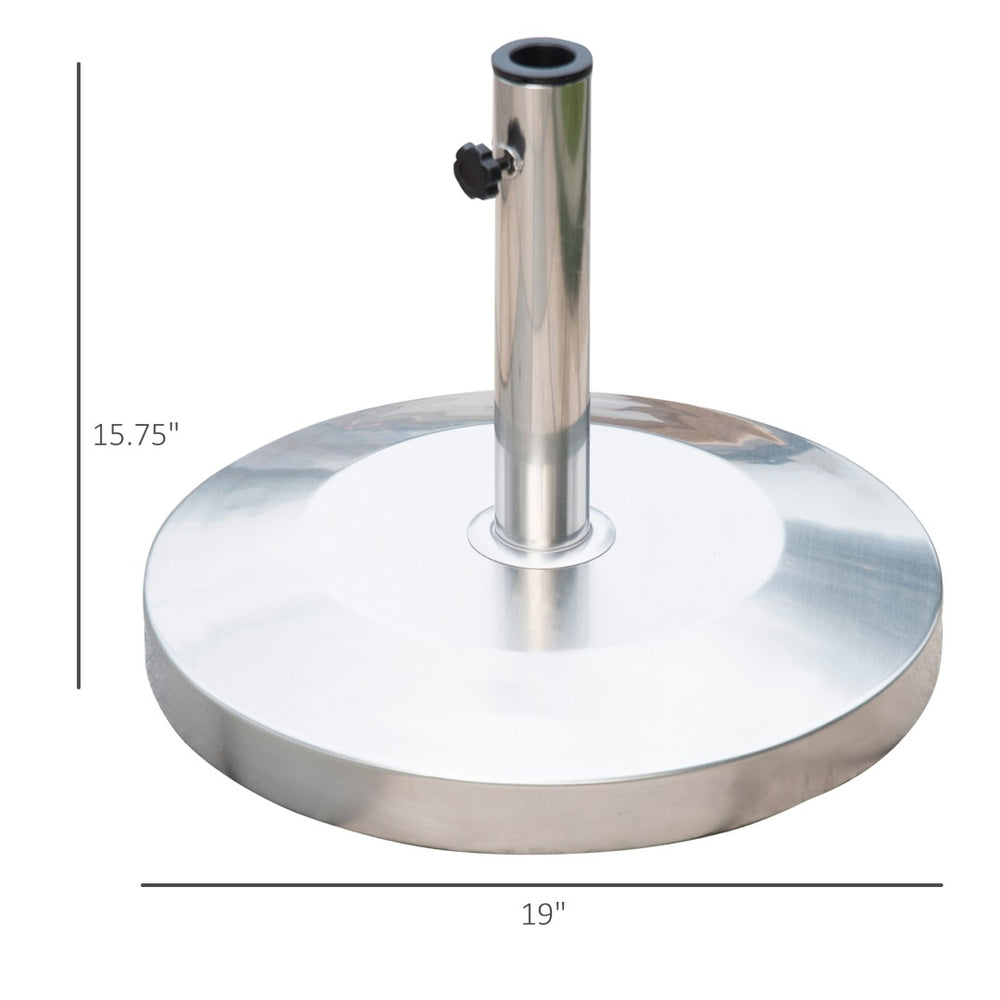 English Elm Round Mirror Polish Stainless Steel Weighted Patio Umbrella Base with Cement Core T3971P383908