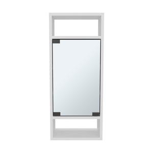 English Elm Uros Mirrored Medicine Cabinet Wall-Mounted with 3 Open Side Shelves, Slim Kronos White Storage B200P335369