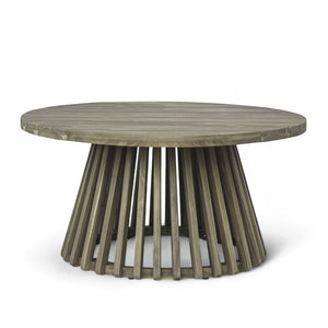 English Elm Christopher Knight Home® - Outdoor Acacia Wood Patio Coffee Table with Sculptural Slatted Base, Durable Weather-Resistant Finish Grey N770P234486G