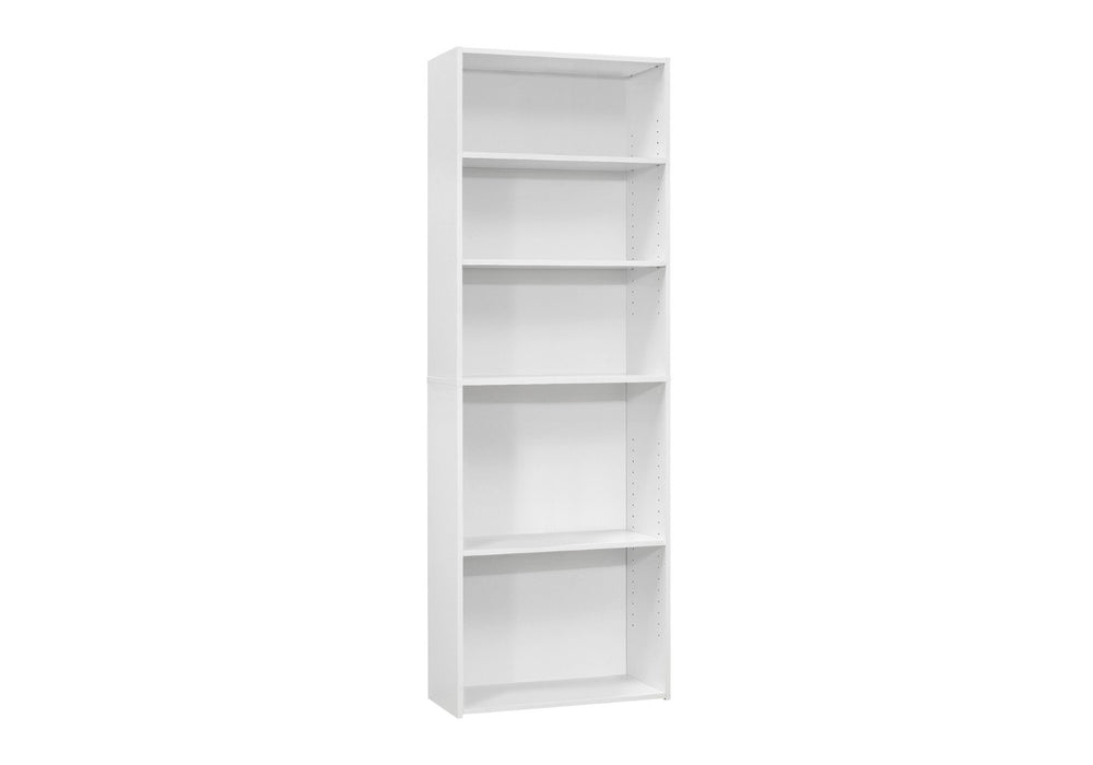 English Elm Bookshelf, Six Tier Tall White Laminate Unit for Home Office or Bedroom Storage B2710P219787