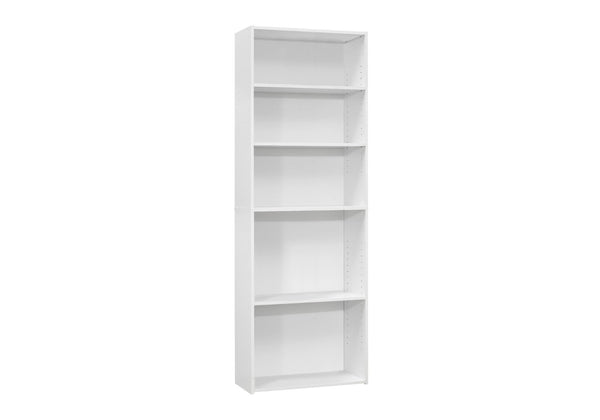 English Elm Bookshelf, Six Tier Tall White Laminate Unit for Home Office or Bedroom Storage B2710P219787