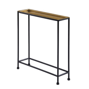 English Elm Trenton Antique Bronze Metal Side Table with Removable Tray Top, Slim Space-Saving Accent Table (24.5") B050P364433