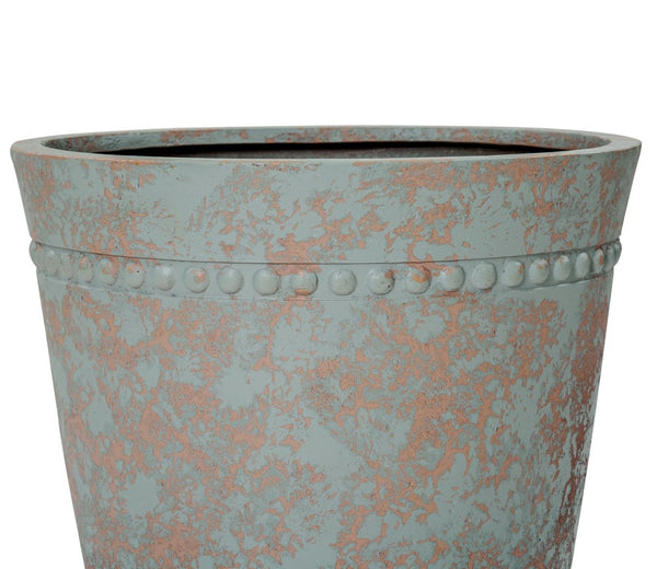 English Elm Polyresin Outdoor Garden Urn with Roman Column Base Antique European Terrace Planter N772P450054G