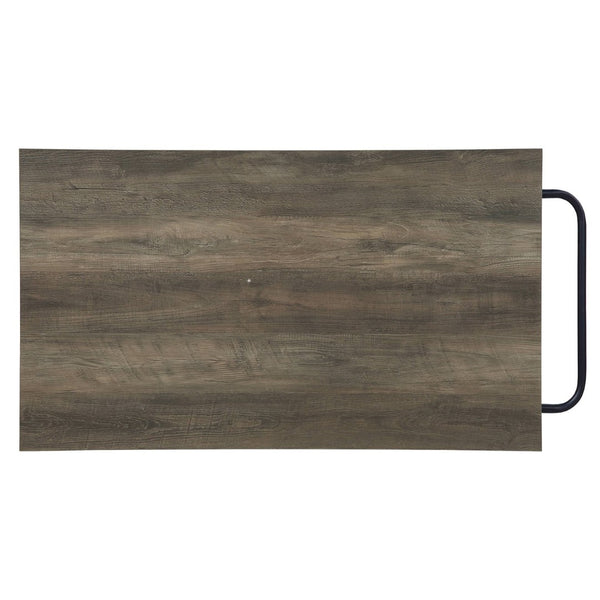 English Elm Rustic Kitchen Island With Open Shelving And Sturdy Black Frame – Perfect For Storage & Prep B062P184581-GIGA
