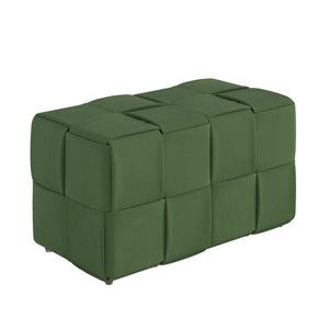 English Elm Ottoman Square Corduroy Upholstered Footrest with Ribbed Texture for Living Room Seating Green W3851P453270