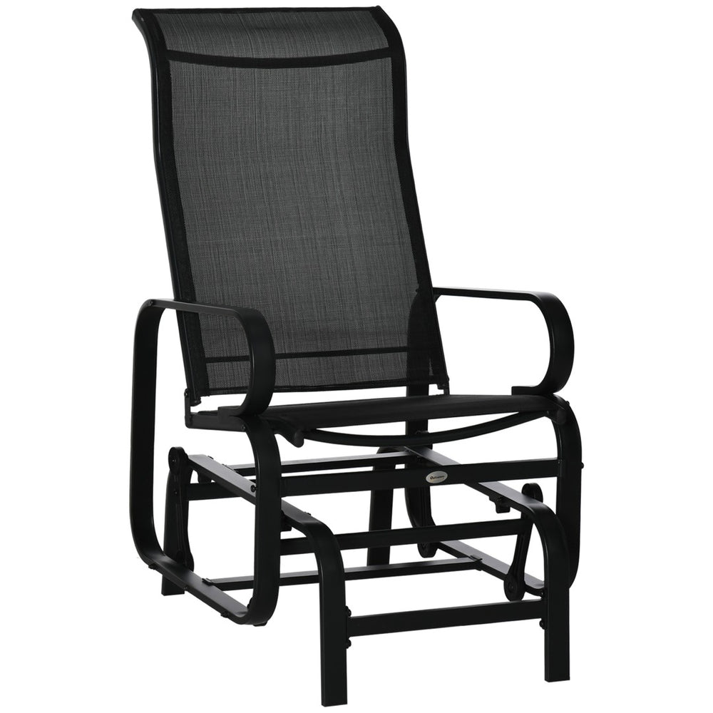 English Elm Outsunny Steel Frame Outdoor Glider Chair with Sling Mesh Seat for Patio Backyard W2225P174335