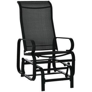 English Elm Outsunny Steel Frame Outdoor Glider Chair with Sling Mesh Seat for Patio Backyard W2225P174335