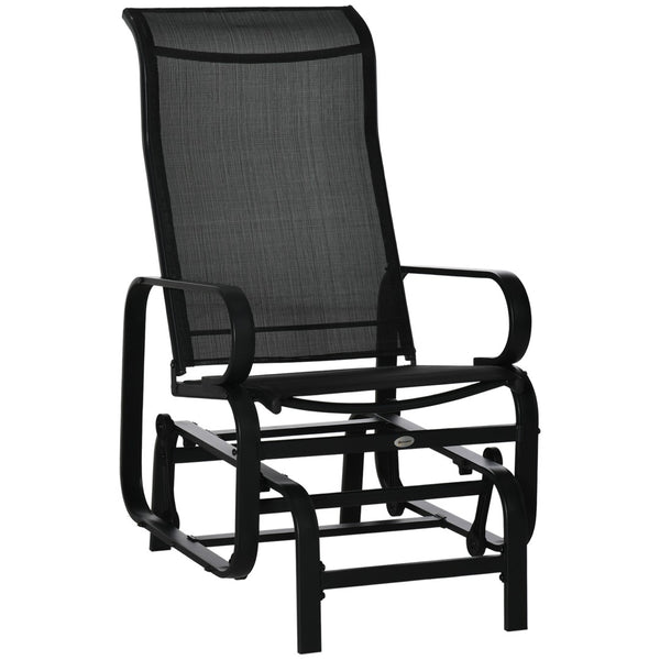 English Elm Outsunny Steel Frame Outdoor Glider Chair with Sling Mesh Seat for Patio Backyard W2225P174335