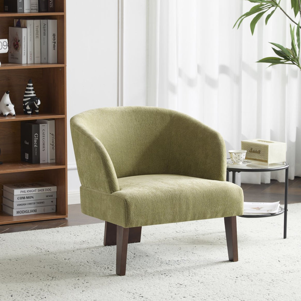 English Elm Christopher Knight Home® - Modern Accent Chair with Curved Round Back and Wooden Legs — Mid-Century Comfort, Compact & Durable Green N767P266888G