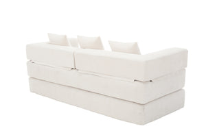 English Elm UNITED Folding Sofa Bed with Removable Cover Zipper, Chenille Memory Foam Sleeper for Small Spaces Beige W1568P293803