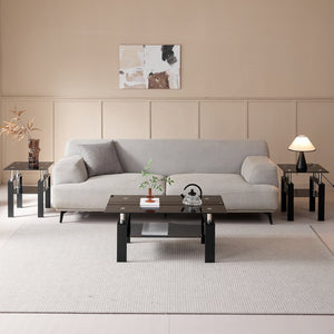 English Elm Tempered Black Glass Coffee Table - Sleek Two-Tier Design With Lower Shelf For Storage & Display W171891785-GIGA