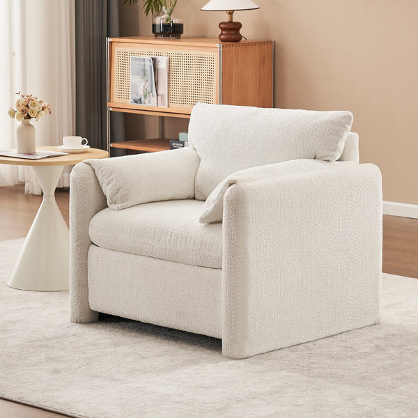English Elm 002 Plush Chenille Accent Chair with High-Resilience Cushion, Compact Single Seater for Cozy Living Spaces W2636P232353