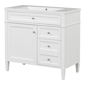 English Elm 36'' Modern Bathroom Vanity With Storage, Elegant Resin Sink, 2 Drawers & Tip-Out Drawer Design N710S136004K