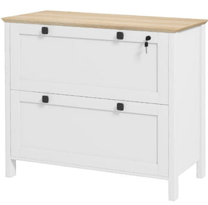 English Elm Lateral Filing Cabinet Two Drawer Printer Stand with Lock for Home Office Use T3971P412247