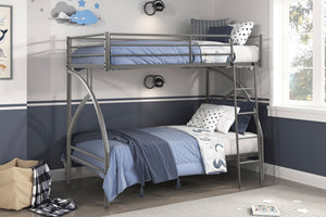 English Elm Gray Metal Twin-Over-Full Bunk Bed with Modern Lines, Space-Saving Youth Bedroom Centerpiece, Easy Assembly Gray 76.25 L x 45.25 W x 7.75 H B011P248592