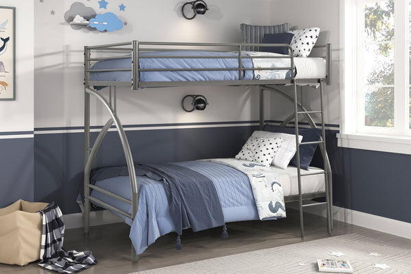 English Elm Gray Metal Twin-Over-Full Bunk Bed with Modern Lines, Space-Saving Youth Bedroom Centerpiece, Easy Assembly Gray 76.25 L x 45.25 W x 7.75 H B011P248592